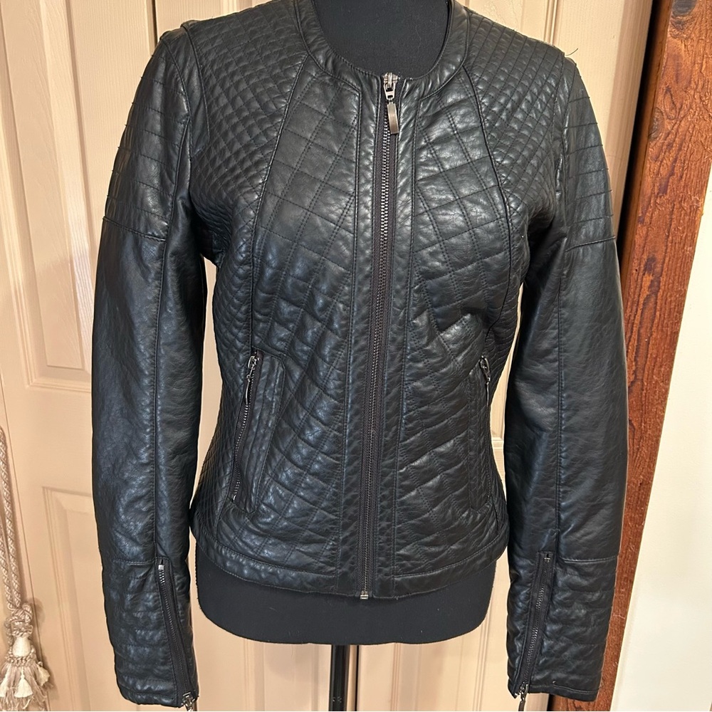 American Culture Faux Leather Motorcycle Jacket Women’s Sz M Color Black